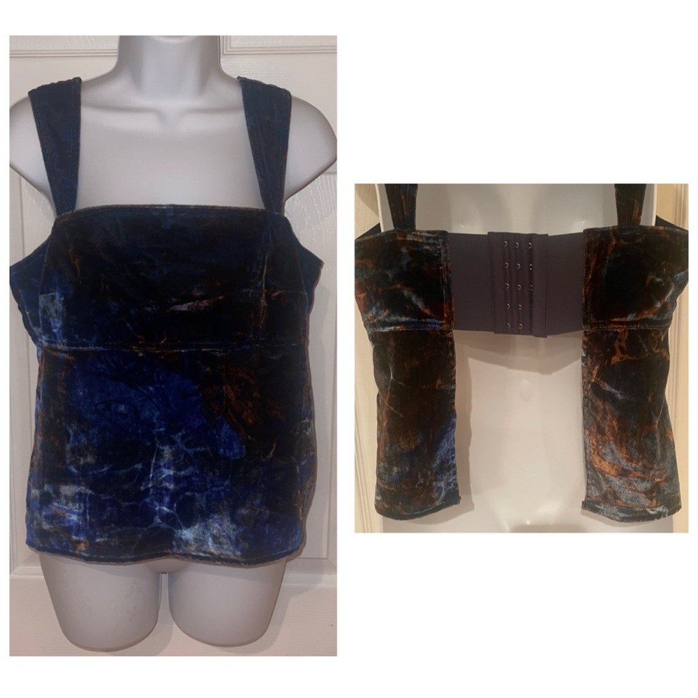 Pilcro Velvet look Sleeveless Top in Black and Blue